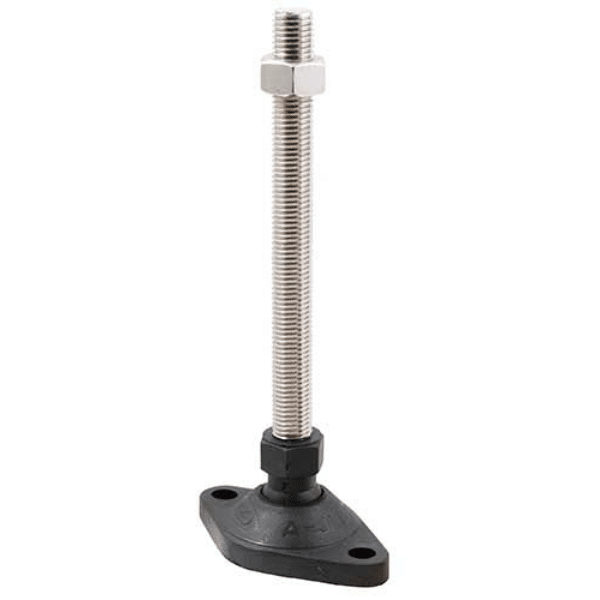 Bolt-down ball joint adjustable leveling screw-in feet