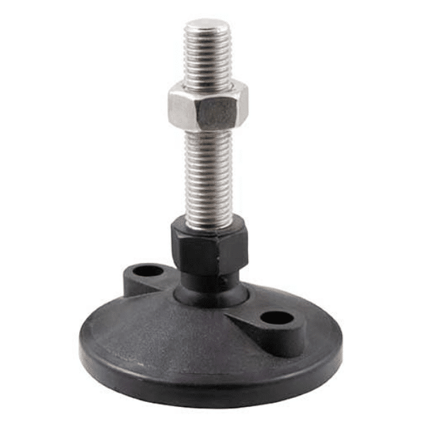 Bolt-down ball joint adjustable leveling screw-in feet
