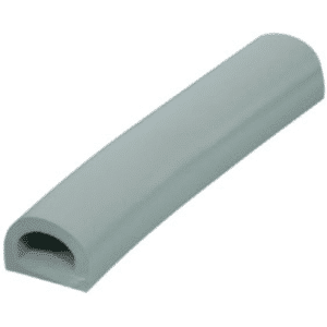 Grey rubber buffer fitting, D section (hollow), 8m length per bag.