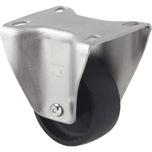 M Series castor, 75mm x 28mm cast iron wheel, fixed fork, plate castor, 100 kg load rating