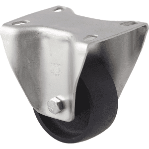 M Series castor, specialised high-temperature (heat resistant), 75mm x 28mm cast iron wheel, fixed plate, 100 kg load rating.
