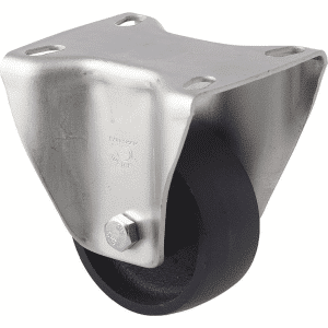 M Series castor, 75mm x 28mm cast iron wheel, fixed fork, North American (NA) plate castor, 100 kg load