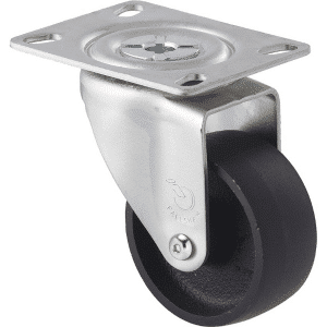 M Series castor, 75mm x 28mm cast iron wheel, swivel plate castor, 100 kg load rating