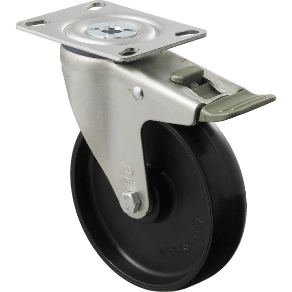 M Series castor, 125mm x 32mm black nylon wheel, swivel North American ...
