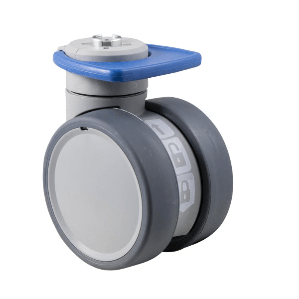 Trinity medical castor, 100mm conductive wheel, in-line pedal, blank castor, cool grey colourway, 100 kg load rating 1 Trinity medical castor, 100mm conductive wheel, in-line pedal, blank castor, cool grey colourway, 100 kg load rating