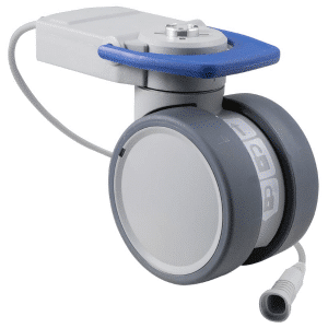 Trinity EBC castor, 100mm conductive wheel, in-line pedal, cool grey, complete brake, intuitive steering, Linak cable, motion sensing, IPx5 water resistance, 100 kg load rating