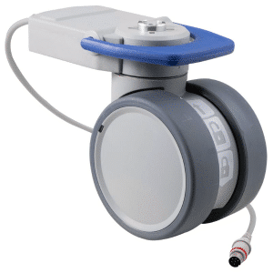 Trinity EBC castor, 100mm conductive wheel, in-line pedal, cool grey, complete brake, intuitive steering, Timotion cable, motion sensing, IPx5 water resistance, 100 kg load rating