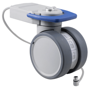 Trinity EBC castor, 100mm conductive wheel, in-line pedal, cool grey, complete brake, user-specified steering, Dewert cable, motion sensing, IPx5 water resistance, 100 kg load rating