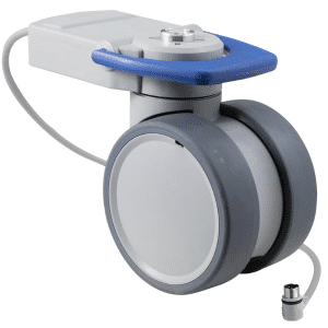 Trinity EBC castor, 100mm conductive wheel, in-line pedal, cool grey, total brake, user-specified steering, Dewert cable, motion sensing, IPx5 water resistance, 100 kg load rating