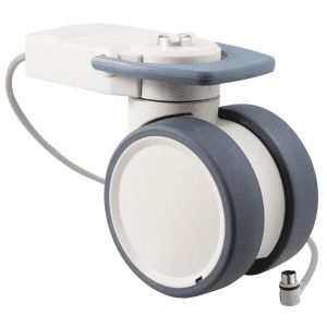 Trinity EBC castor, 100mm conductive wheel, in-line pedal, eggshell colour, total brake, user-specified steering, Dewertcable, motion sensing, IPx5 water resistance, 100 kg load rating