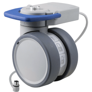 Trinity EBC castor, 100mm conductive wheel, 90 degree pedal, cool grey, complete brake intuitive steering, Dewert cable, motion sensing, IPx5 water resistance, 100 kg load rating