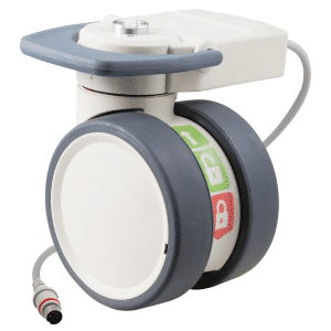 Trinity EBC castor, 100mm conductive wheel, 90 degree pedal, eggshell colour, blank castor, intuitive steering, Timotioncable, motion sensing, IPx5 water resistance, 100 kg load rating