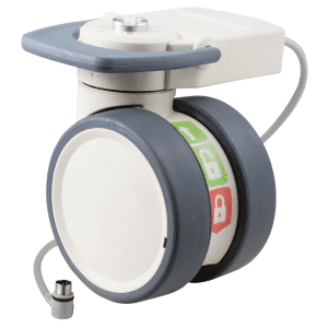 Trinity EBC castor, 100mm conductive wheel, 90 degree pedal, eggshell colour, complete brake, user-specified steering, Dewert cable, motion sensing, IPx5 water resistance, 100 kg load rating