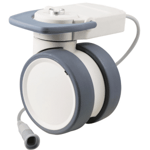 Trinity EBC castor, 100mm conductive wheel, 90 degree pedal, eggshell colour, complete brake, user-specified steering, Linak cable, motion sensing, IPx5 water resistance, 100 kg load rating