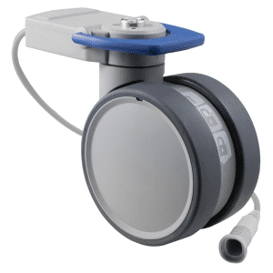 Trinity EBC castor, 125mm conductive wheel, in-line pedal, cool grey, complete brake, intuitive steering, Linak cable, motion sensing, IPx5 water resistance, 125 kg load rating