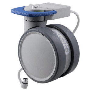 Trinity EBC castor, 125mm conductive wheel, 90 degree pedal, cool grey, complete brake, user-specified steering, Dewertcable, motion sensing, IPx5 water resistance, 125 kg load rating