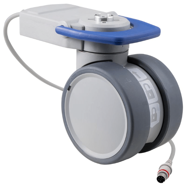 Trinity medical castor, 100mm polyurethane (PU) wheel, in- line pedal, complete brake, coolgrey colourway, standard fork, user-specified, Timotion cable, IPx5 water resistance, 100 kg load rating 1 Trinity medical castor, 100mm polyurethane (PU) wheel, in- line pedal, complete brake, coolgrey colourway, standard fork, user-specified, Timotion cable, IPx5 water resistance, 100 kg load rating