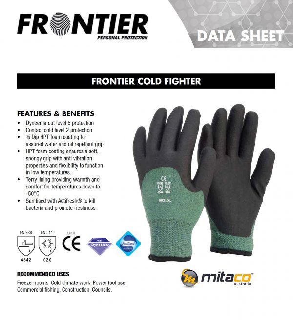 Frontier Cold Fighter Work Gloves- Dyneema Cut Level 5 Protection- 6 Pack