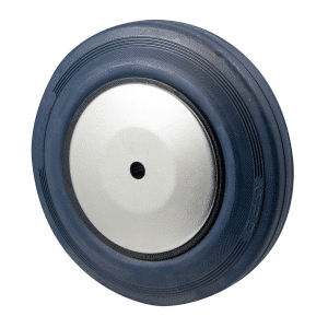 O Series, 200mm x 28mm blue high-res rubber wheel, thread guard, plain bearing, 250 kg load rating