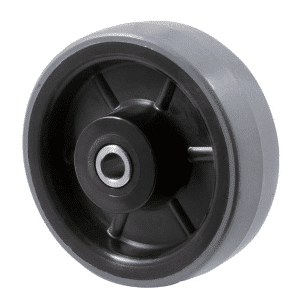 H Series 125mm x 40mm polyurethane (PU) on nylon wheel, 400 kg load rating, stainless steel plain bearing.