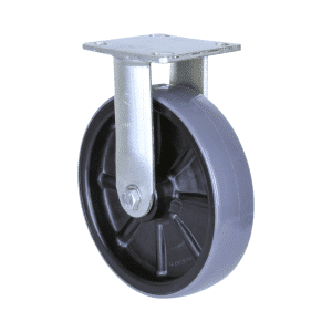 H Series castor, 200mm x 48mm polyurethane (PU) on nylon wheel, plain bearing, North American (NA) fixed plate, zinc fork, 500 kg load rating.