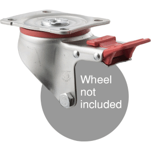 J Series swivel plate zinc fork with total brake for a 100mm wheel.