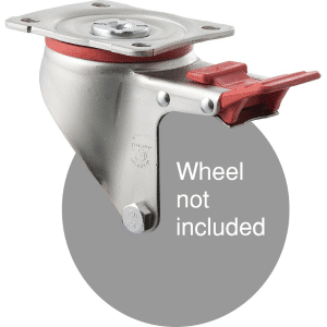 J Series swivel plate zinc fork with total brake for a 125mm wheel.