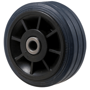 J Series, 100mm x 32mm blue high-resilience (hi-res) rubber wheel, roller bearing, 150 kg load rating.