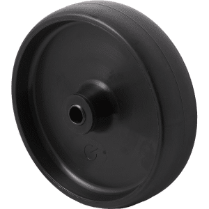 J Series, hard black nylon 100 mm wheel, 35mm tread, 300 kg load rating, nylon plain bearing.
