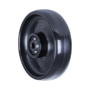 J Series, hard black nylon 125 mm wheel, 35mm tread, 300 kg load rating, roller bearing.