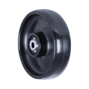 J Series, 125mm x 35mm hard black nylon wheel, roller bearing, stainless steel bush, 300 kg load