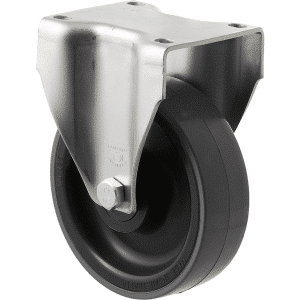 J Series castor, 125mm x 38mm polyurethane (PU) wheel, plain bearing, 300 kg load rating, fixed plate zinc fork