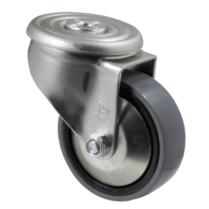 J Series castor, polyurethane (PU) 100mm x 32mm wheel, thread guard, 300 kg load rating, swivel zinc bolt hole