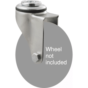 K Series zinc fork for a 100mm wheel, swivel bolt hole, hex bolt.