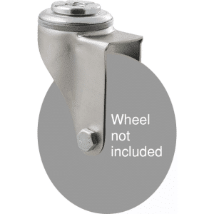 K Series zinc fork for a 100mm wheel, swivel bolt hole, hex bolt, grey seal.