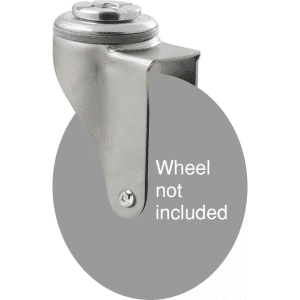 K Series zinc fork for a 100mm wheel, swivel bolt hole, hex bolt, grey seal, Chicago screw.