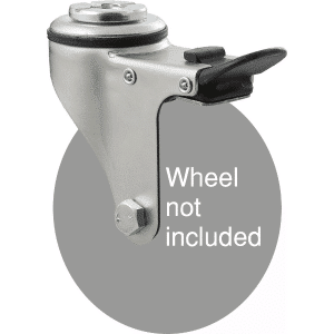 K Series zinc fork for a 100mm wheel, swivel bolt hole, total brake, hex bolt.