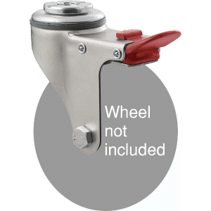 K Series zinc fork for 100mm wheel, swivel bolt hole, total brake, grey seal & red pedal.