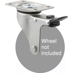K Series zinc fork for a 100mm wheel, swivel plate, total brake, hex bolt.
