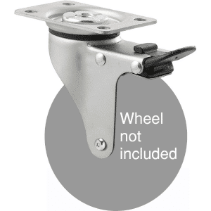 K Series zinc fork for a 100mm wheel, swivel plate, total brake, Chicago screw.