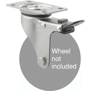 K Series zinc fork for 100mm wheel, swivel plate, total brake, grey seal & pedal.