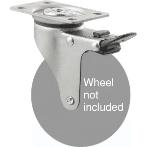 K Series zinc fork for a 100mm wheel, swivel plate, total brake, grey seal & pedal.