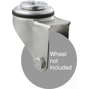 K Series zinc fork for a 65mm wheel, swivel bolt hole, hex bolt.