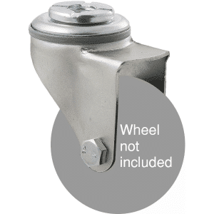 K Series zinc fork for a 65mm wheel, swivel bolt hole, hex bolt, grey seal.