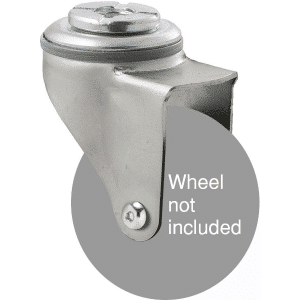 K Series zinc fork for a 65mm wheel, swivel bolt hole, hex bolt, grey seal, Chicago screw.