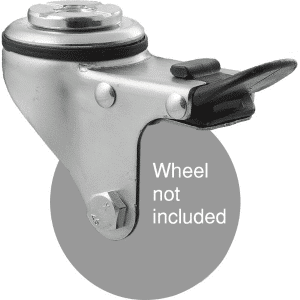 K Series zinc fork for a 65mm wheel, swivel bolt hole, total brake, hex bolt.