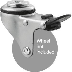 K Series zinc fork for a 65mm wheel, swivel bolt hole, total brake, Chicago screw.
