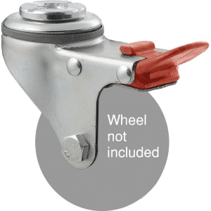 K Series zinc fork for 65mm wheel, swivel bolt hole, total brake, grey seal & red pedal.