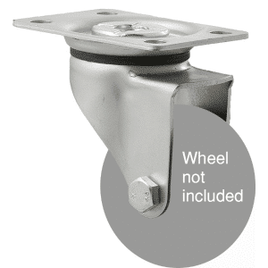 K Series zinc fork for a 65mm wheel, swivel plate, hex bolt.