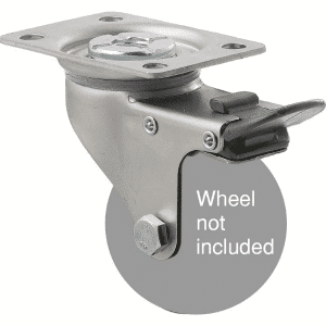 K Series zinc fork for 65mm wheel, swivel plate, total brake, grey seal & pedal.